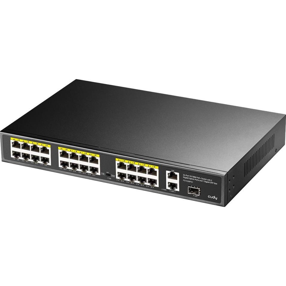 Thumbnail - Cudy FS1026PS1 Switch 24xFE PoE + 300W 1xSFP (24 Ports), Netzwerk Switch, Schwarz