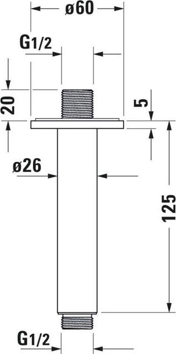 Image du produit Duravit Bras de douche, rosace ronde 125mm chromé