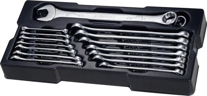 Produktbild Stanley Transmodul System, Modul Ring-Maulschlüssel-Set (in den Grössen: 6 mm - 22 mm und 24 mm, mit (19 mm, 6 mm, 12 mm, 24 mm, 14 mm, 22 mm, 16 mm, 23 mm, 10  mm, 21 mm, 18 mm, 7 mm, 17 mm, 11 mm, 15 mm, 8 mm, 9 mm, 13 mm, 20 mm)