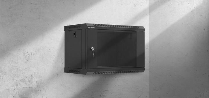 Actual product image Lanberg 19 6HE 540x350 schwarz Wandmontage Rackschrank mit Glastür (Flat Pack) (6 RU, 19 inch rack)