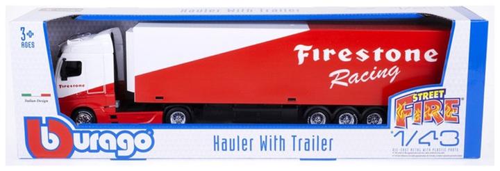 Produktbild No Name Bburago Diecast 1:43 Street Fire Haulers With Trailer Mercedes-Benz Actros Firestone Racing Ages 3+
