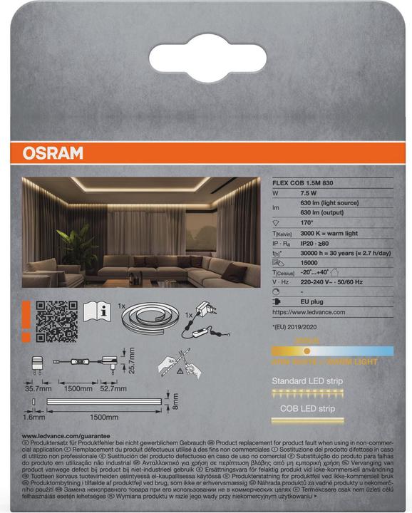 Image du produit Osram Flex COB 1.5M 830 (Blanc chaud, 150 cm, Intérieur)