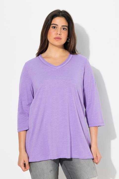 Produktbild Ulla Popken Shirt, Metallic-Nähte, V-Ausschnitt, 3/4-Arm (46, 48)