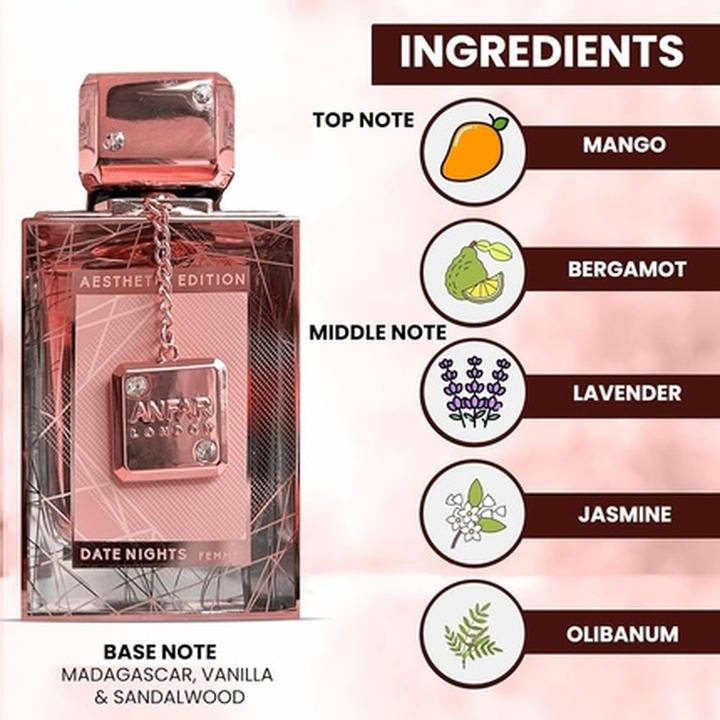 Actual product image Anfar Seductive Long Lasting Perfume with Mango Bergamot Jasmine Vanilla Sandalwood (Extrait De Parfum, 100 ml)