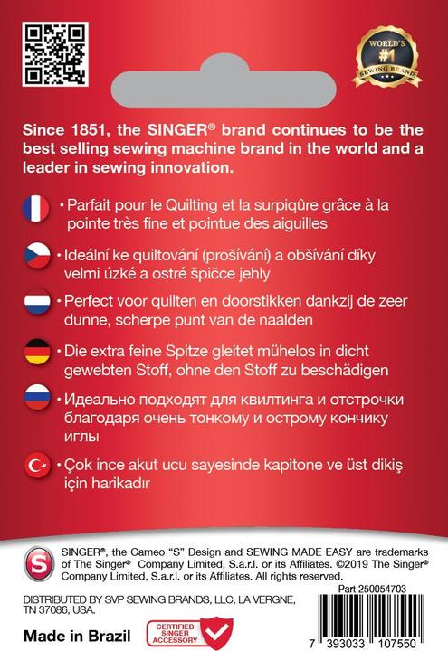 Image du produit Singer Aiguille machine à coudre MICROTEX, 90/14, paquet de 5