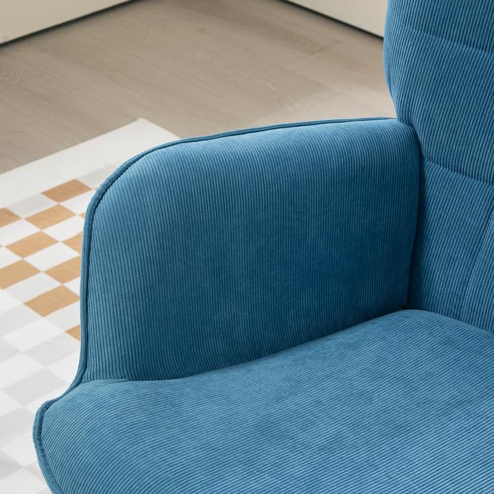 Immagine prodotto Homcom Ohrensessel mit Hocker Kord Blau