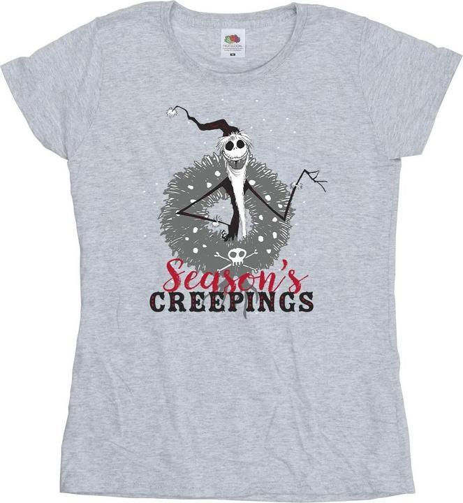 Actual product image Disney Womens/Ladies The Nightmare Before Christmas Seasons Creepings Wreath Cotton T-Shirt (L)