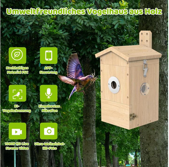 Image du produit Sanilu Clean Sanilu Vogel Nistkasten mit Kamera, Solarpanel inklusive