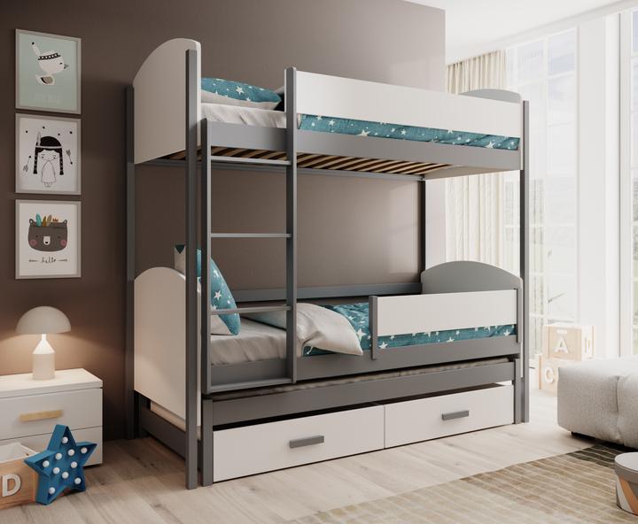 Produktbild ADRK Furniture Dreipersonen-Kinderbett Leia 200x90 mit Matratze (200 x 90 cm)
