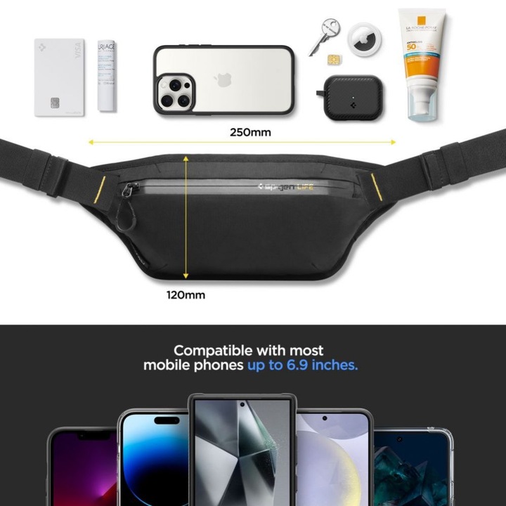 Actual product image Spigen KD411 Waistbag Klasden - black