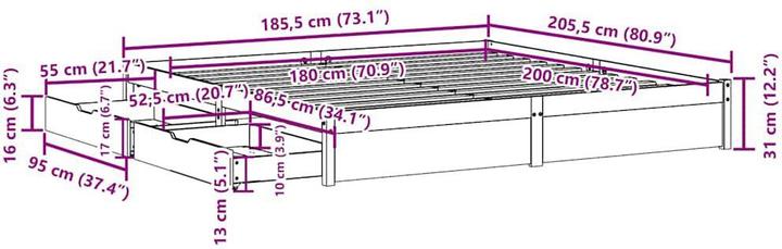 Actual product image vidaXL Bettrahmen (180 x 200 cm)