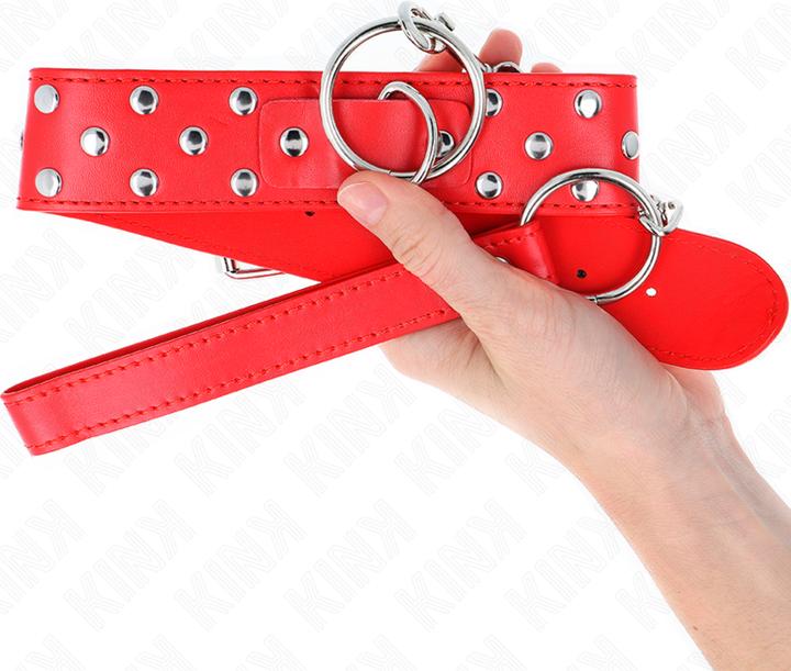Actual product image Kink RING NETS BAND NECK CHAIN WITH BELT 65 CM RED ADJUSTABLE 36-50 CM X 3.8 CM