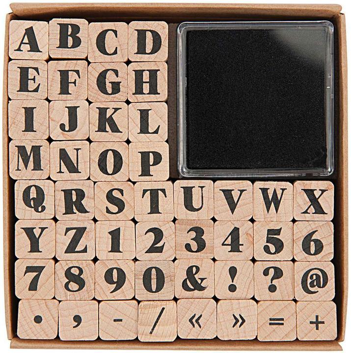 Rico Design Série de timbres motif ABC et chiffres, 48 pièces