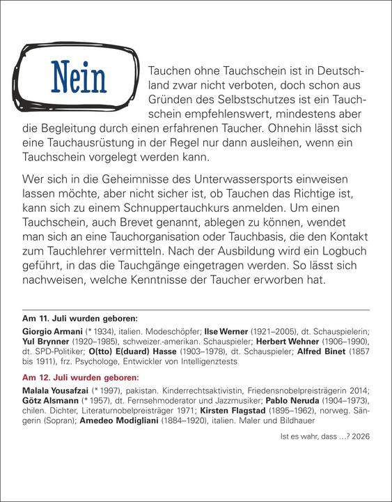 Produktbild Harenberg Ist es wahr, dass...? Tagesabreisskalender 2026 - Alltagswissen auf dem Prüfstand (Deutsch)