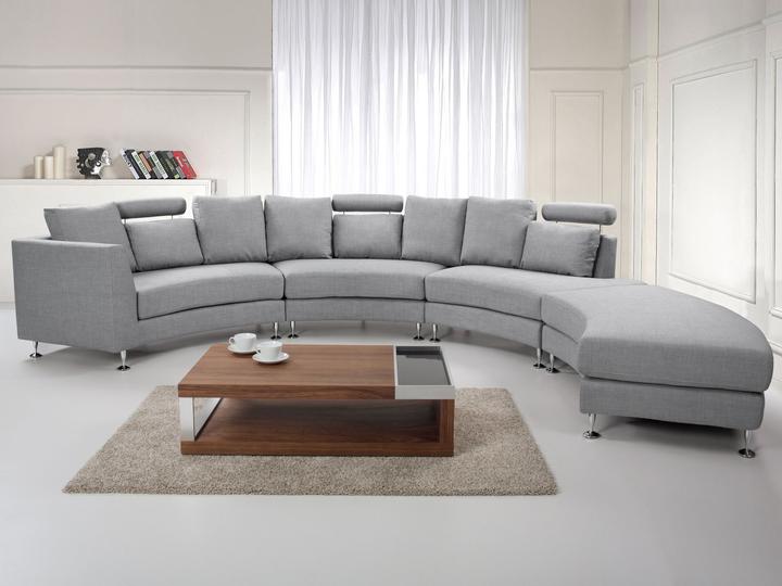 Produktbild Beliani Bett weisses Leder, 7 rund, hellgrau, modular ROTUNDE