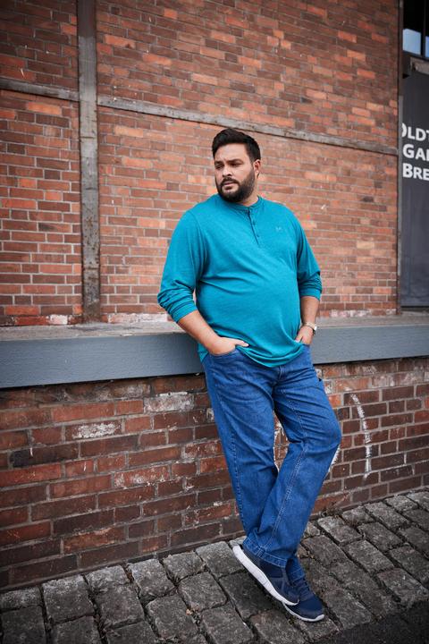 Produktbild Men+ Henley, Basic, Langarm, Rundhals (6XL)