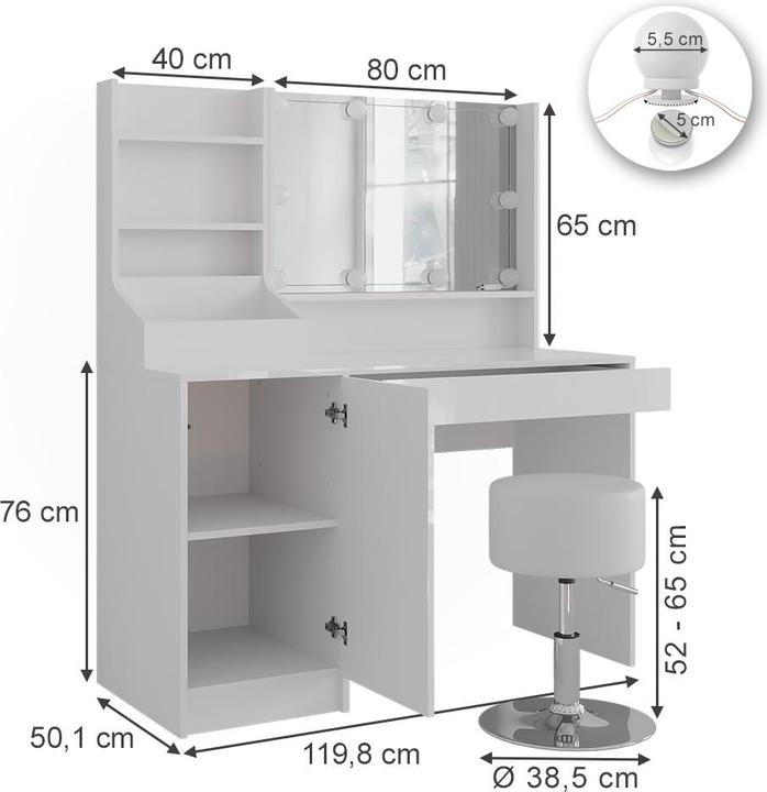 Image du produit Vicco Sherry (119.80 x 50.10 x 76 cm)
