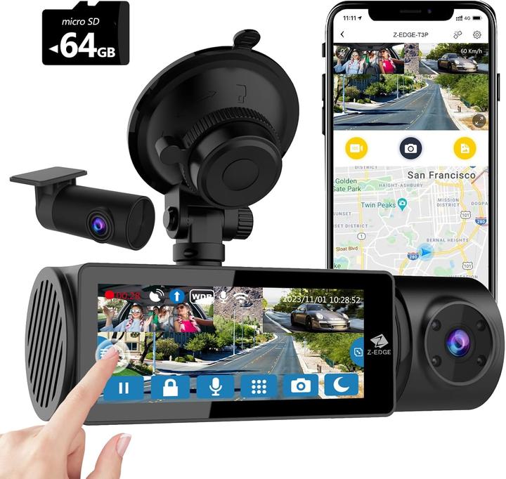 Produktbild Z-Edge Dashcam T3P 3-Kanal 5K mit GPS & Wi-Fi (Eingebautes Display, GPS-Empfänger, Nachtsicht, 5K)