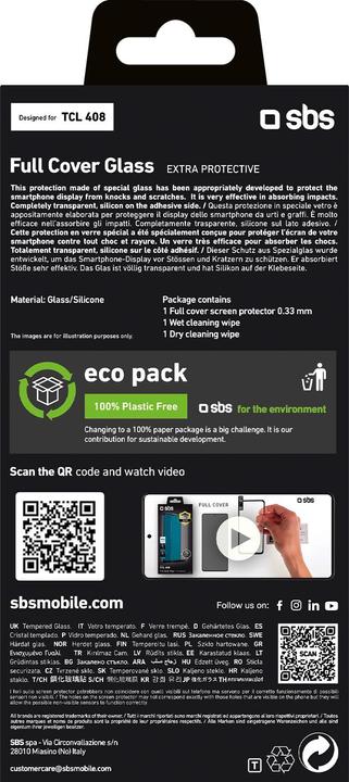 Actual product image SBS Full Cover Glass Screen Protector for TCL 408 (1 pcs., TCL 408)