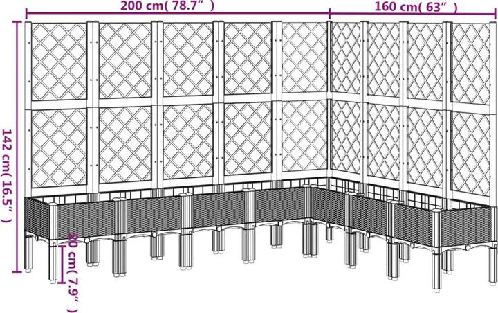 Image du produit vidaXL Bac à plantes avec treillis PP