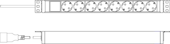 Actual product image Digitus Socket Strip with Aluminum Profile, 8-way safety socket, 2 m cable, IEC C20 plug