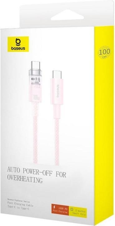 Image du produit Baseus Cable cabel Type C to Type C PD 6A 100W Explorer P10319703411-00 / CB000043 1 m pink (1 m, 100 W)