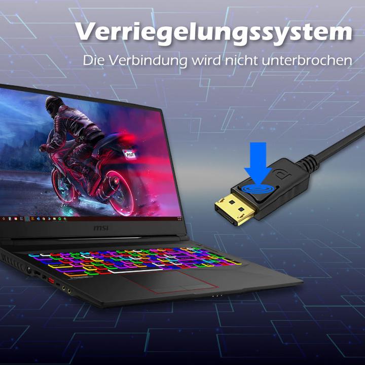 Produktbild Hermex 2.5m DisplayPort Kabel DP-Kabel Bildschirmkabel Monitoranschlusskabel (2.50 m, DisplayPort, 1.2)