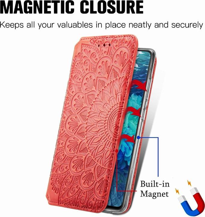 Produktbild König Design Hülle Handy Schutz für Samsung Galaxy S20 FE Case Flip Cover Tasche Etuis Rot (Samsung Galaxy S20 FE)