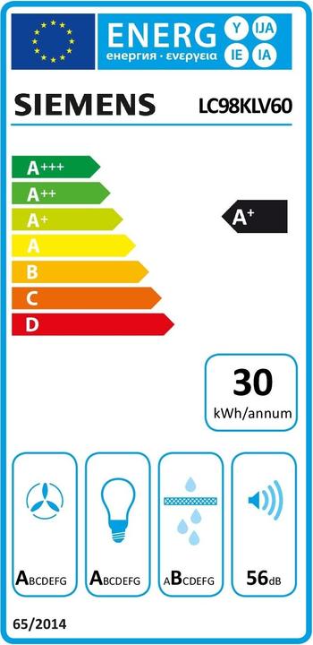 Label énergétique Siemens Lc98klv60 (Hotte murale)