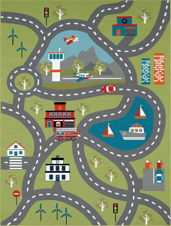 Produktbild TT Home Kinderzimmerteppich Teppich Junge Mädchen Kinderteppich Baby Rutschfest Strasse (200 x 140 cm)