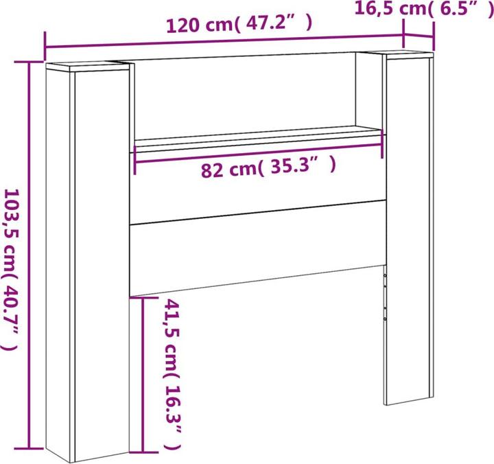 Produktbild vidaXL Kopfteil mit Ablagen (220 x 16.50 x 103.50 cm)