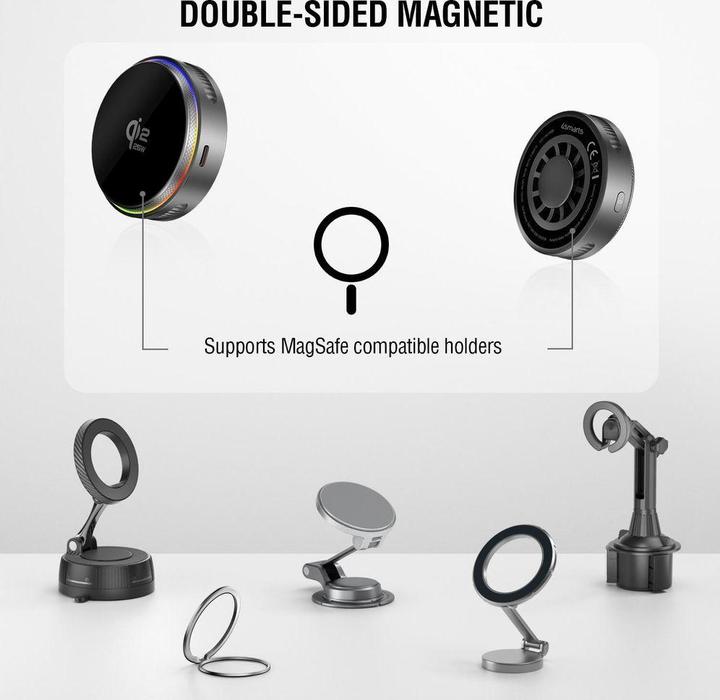 Actual product image 4smarts Qi2 25W/MagSafe Charger/Cooling RGB,360°-Mount.,spacegrey (25 W)