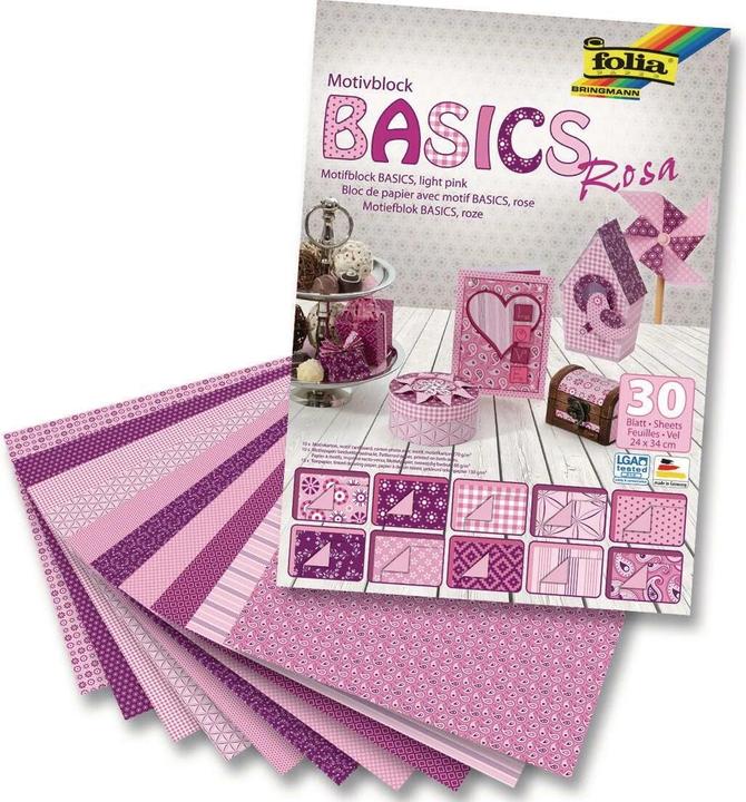 Folia Motivblock Basics rosa (270 g/m², 30 x)