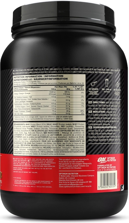 Produktbild Optimum Nutrition 100% Whey Gold Standard (Chocolate, Peanut Butter, 1 Stk., 908 g)
