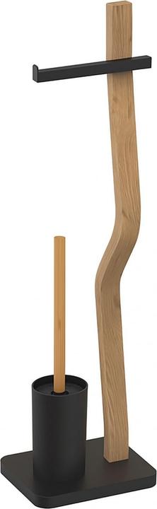 Produktbild Relaxdays - WC Garnitur Holz & Metall, Schwarz/Hellbraun, 78,5 x 23 x 18 cm
