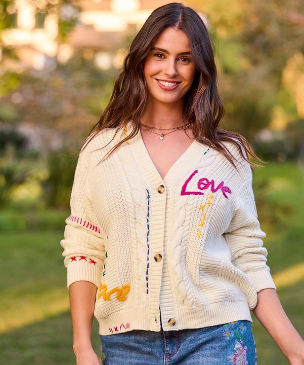 Produktbild Joe Browns Oversized Embroidered Cable Knit Cardigan (52)