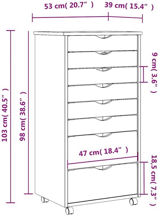 Actual product image vidaXL Rollschrank (53 x 39 x 103 cm)