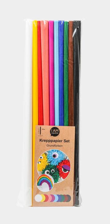 Actual product image I Am Creative Crepe paper set, paper set with elastic properties and an uneven, rough surface, colourful (32 g/m², 10x)
