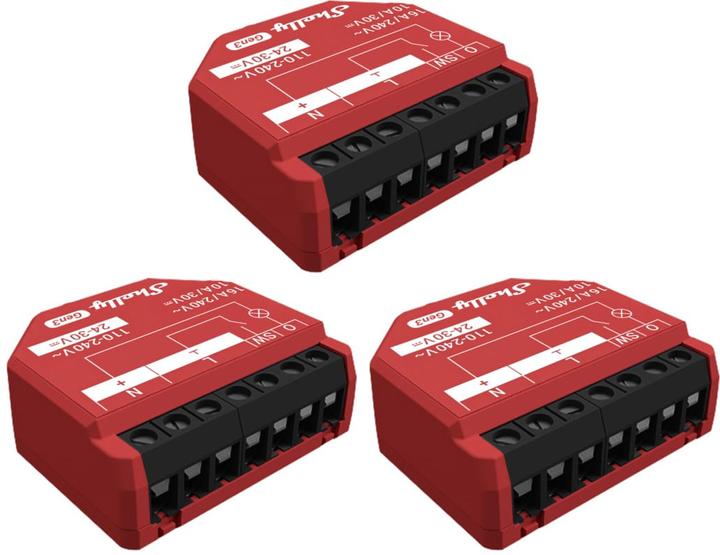 Produktbild Shelly Smart-Schalter 1PM Gen3, Relais, Unterputz, 1 Kanal, max. 16 A, WLAN, Bluetooth, 3 Stück (Schaltaktor)