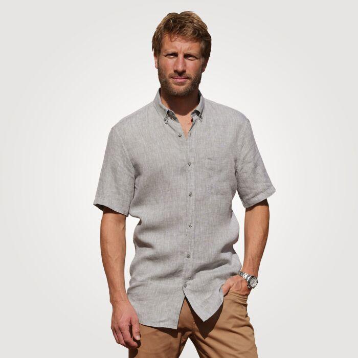 Immagine prodotto Artime Herren Kurzarm Leinenhemd mit Brusttasche (M)