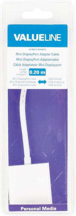 Produktbild Valueline Mini-DisplayPort-Adapterkabel Mini-DisplayPort-Stecker - VGA-Buchse weiÃŸ 0,20 m (0.20 m)