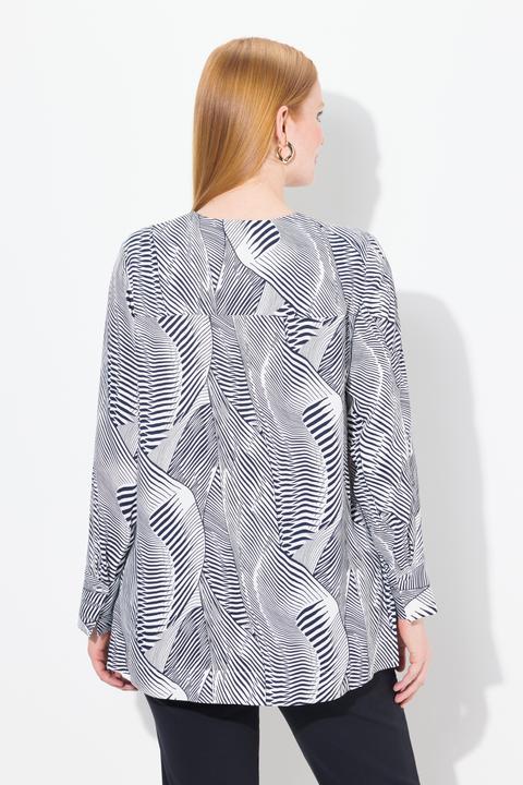Actual product image Ulla Popken Graphic Long Sleeve Satin Blouse (46, 48)