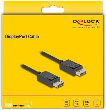 Produktbild Delock DisplayPort Kabel 16K 60 Hz 80 Gbps 1 m (1 m, DisplayPort, 2.1)