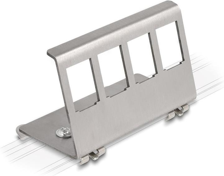 Actual product image Delock Keystone metal bracket 4 port for top-hat rail (Keystone module holder)