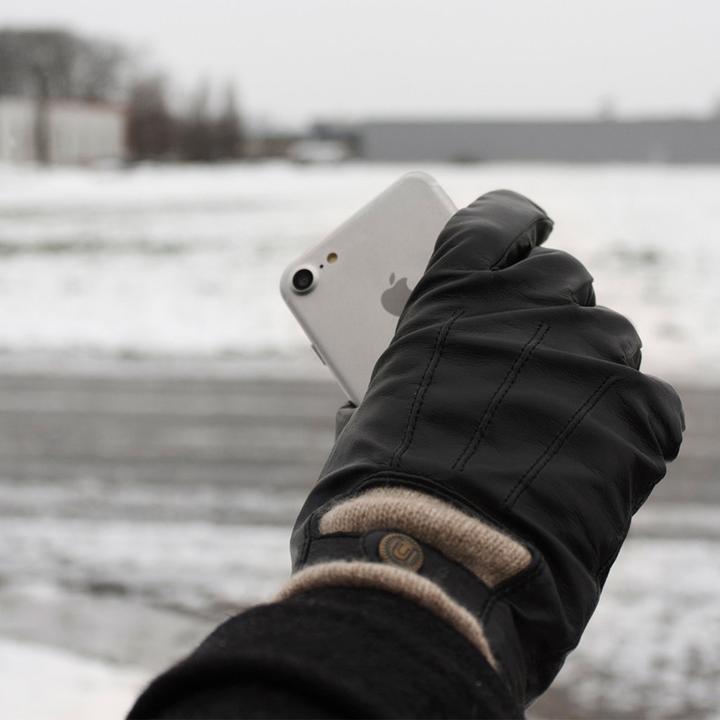 Productafbeelding Uunique Lederen Touchscreen Handschoenen - Heren (maat L/XL) (L, XL)
