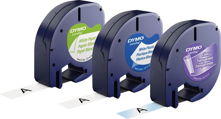 Produktbild Dymo S0721800 LetraTag 3er Set (1.20 cm, Gelb, Silber, Weiss)