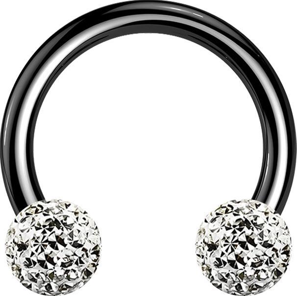 Immagine prodotto Star Piercing Micro Circular Barbell nero con due sfere di cristallo strato protettivo epossidico argento (Titanio, senza ottone)