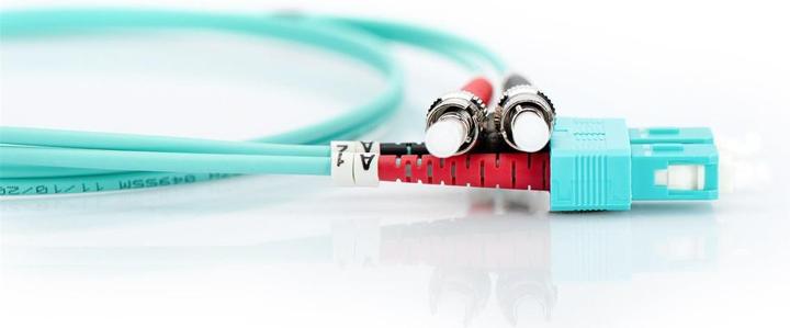 Produktbild Digitus LWL Patchkabel ST zu SC Multimode 50/125 m Duplex Länge 3m Klasse OM3 (CAT7, 3 m)