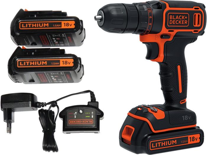 Immagine prodotto Black & Decker BLACK+DECKER BDCDC18B-QW Accuboormachine - 18V - incl. caricabatterie en 2 accuse (Batteria ricaricabile)