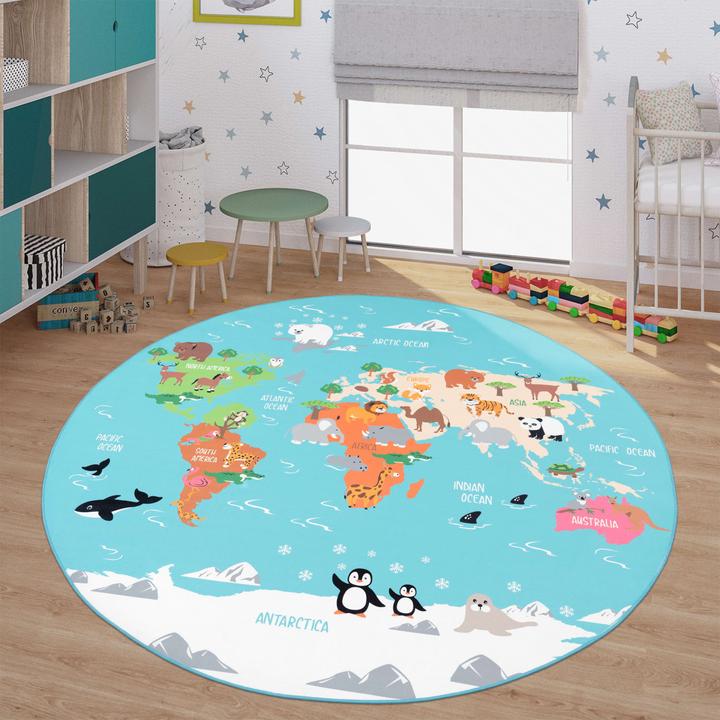 Produktbild TT Home Kinderzimmerteppich Teppich Junge Mädchen Kinderteppich Baby Rutschfest Strasse (200 cm)